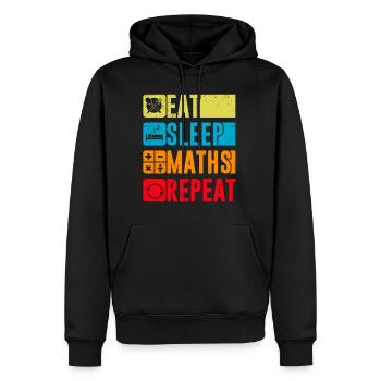 Eat Sleep Maths Repeat Mathe Mathematik Studium - Männer Premium Bio Hoodie - Schwarz - Vorne - Nico (187cm)