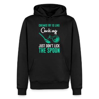 La chimie, c’est comme cuisiner les profs de chimie - Sweat à capuche Premium bio Homme - noir - Devant - Nico (187cm)