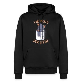 Drôle chimiste blague Two Moles par litre laboratoire - Sweat à capuche Premium bio Homme - noir - Devant - Nico (187cm)