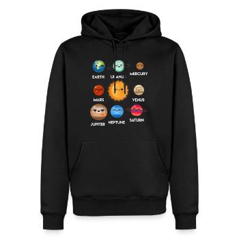 Planètes système solaire - Sweat à capuche Premium bio Homme - noir - Devant - Nico (187cm)