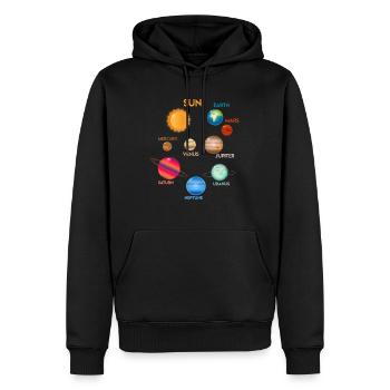 Système solaire Planète Soleil Terre Mars Astrologie - Sweat à capuche Premium bio Homme - noir - Devant - Nico (187cm)