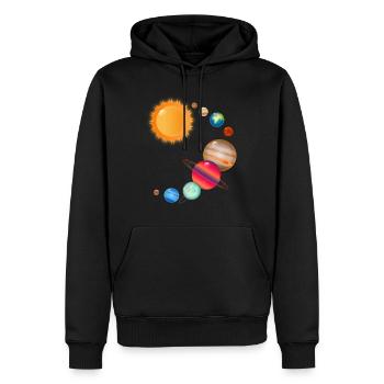 Cosmos Univers Planètes dans le système solaire - Sweat à capuche Premium bio Homme - noir - Devant - Nico (187cm)