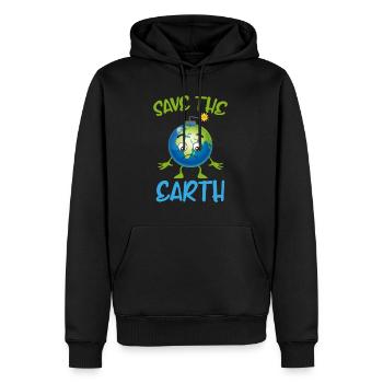 Umwelt Klimaschutz Spruch Save the Earth - Männer Premium Bio Hoodie - Schwarz - Vorne - Nico (187cm)