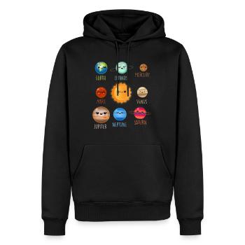 Système solaire Espace Galaxie Planète Terre Soleil - Sweat à capuche Premium bio Homme - noir - Devant - Nico (187cm)