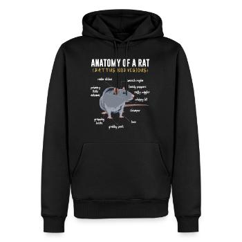 Anatomie d’un rat propriétaire de rats cultivateurs de rats - Sweat à capuche Premium bio Homme - noir - Devant - Nico (187cm)
