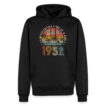 Millésime 1952 Vintage Rétro Anniversaire Cadeau - Sweat à capuche Premium bio Homme - noir - Devant - Nico (187cm)