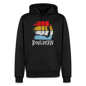 Bouldering Vintage Climbing Hall Boulder - Men’s Premium Organic Hoodie - black - Front - Nico (187cm)