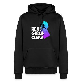 Escalader un rocher en disant que de vraies filles grimpent - Sweat à capuche Premium bio Homme - noir - Devant - Nico (187cm)