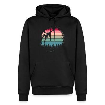 Grimper rocheux vintage femme grimpeuse - Sweat à capuche Premium bio Homme - noir - Devant - Nico (187cm)