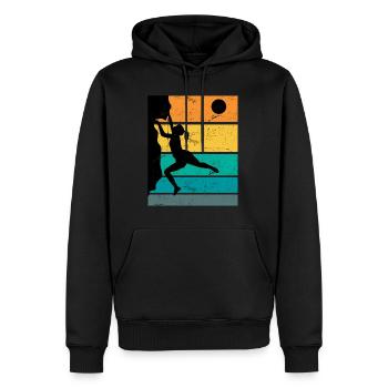 Retro Boulder Felsklettern Freiklettern - Männer Premium Bio Hoodie - Schwarz - Vorne - Nico (187cm)