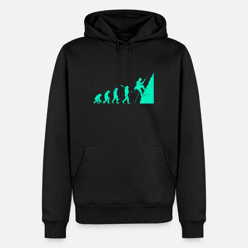 Kletter Evolution Affe Boulderer Kletterer - Männer Premium Bio Hoodie - Schwarz