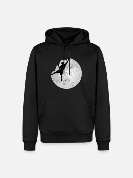 Climbing Climbing Bouldering Full Moon Climbing - Ekologiczna męska bluza z kapturem Premium - czarny