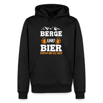 Berge und Bier darum bin ich hier Snowboard - Männer Premium Bio Hoodie - Schwarz - Vorne - Nico (187cm)