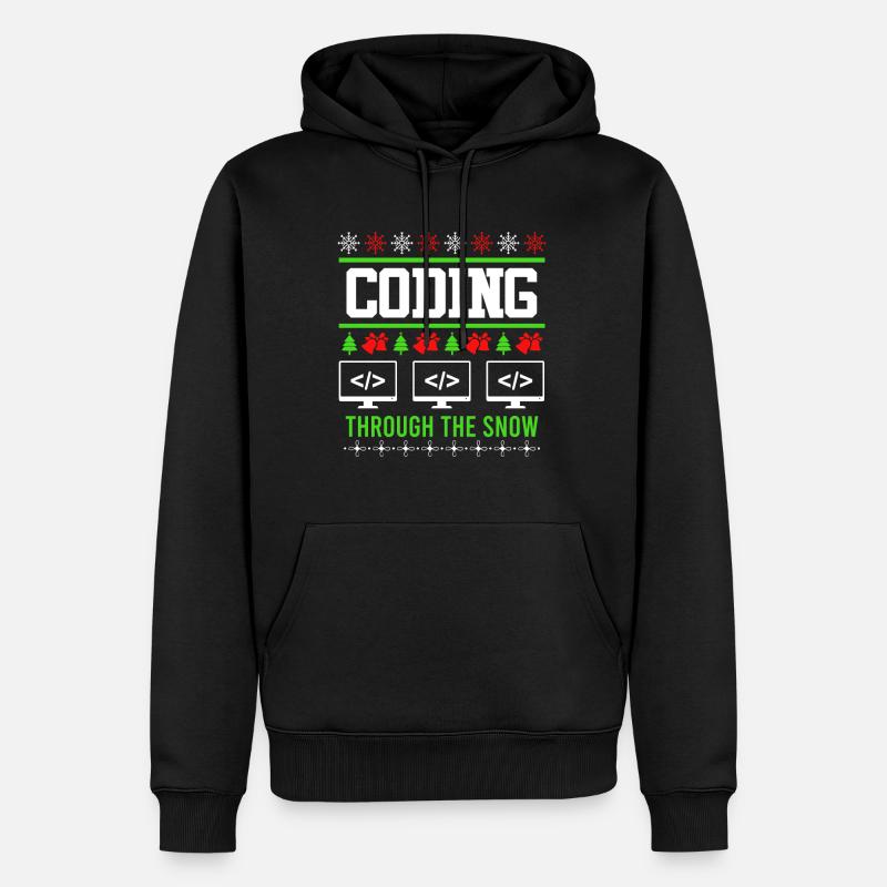 Programmeur Noël Ugly Christmas Coding - Sweat à capuche Premium bio Homme - noir