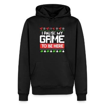 Pause my Game to be here Gaming Ugly Christmas - Sweat à capuche Premium bio Homme - noir - Devant - Nico (187cm)