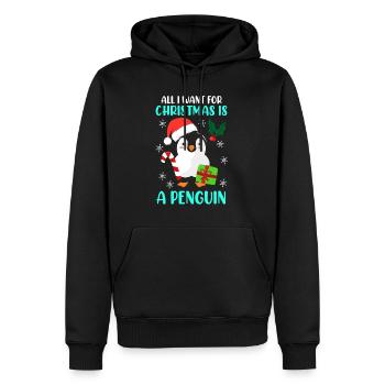 Weihnachtswunsch Pinguin Weihnachten - Männer Premium Bio Hoodie - Schwarz - Vorne - Nico (187cm)