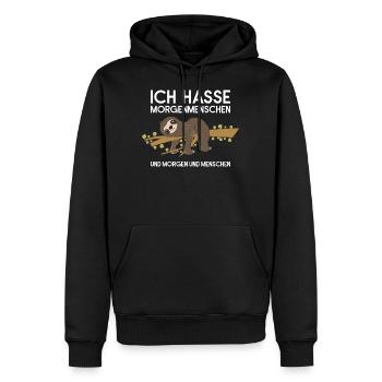 Fauler Faulenzer Relax Faultier Spruch Morgen - Männer Premium Bio Hoodie - Schwarz - Vorne - Nico (187cm)
