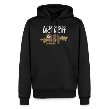 Fauler Faulenzer Relax Faultier Spruch Stress - Männer Premium Bio Hoodie - Schwarz - Vorne - Nico (187cm)