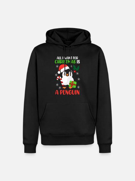 Ugly Christmas Pinguin Weihnachtsgeschenk - Männer Premium Bio Hoodie - Schwarz