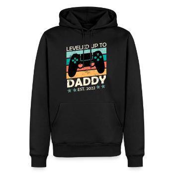 Leveld up to Daddy 2022 Papa 2022 werdender Vater - Männer Premium Bio Hoodie - Schwarz - Vorne - Nico (187cm)
