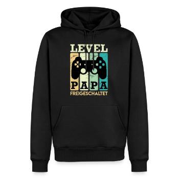 Level Vater 2022 freigeschaltet werdender Papa - Männer Premium Bio Hoodie - Schwarz - Vorne - Nico (187cm)