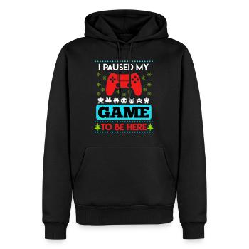 Noël Gamer paused Game to be here Ugly - Sweat à capuche Premium bio Homme - noir - Devant - Nico (187cm)
