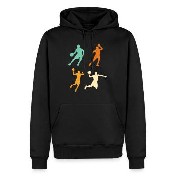 Coole Basketballer Basketball Retro - Männer Premium Bio Hoodie - Schwarz - Vorne - Nico (187cm)