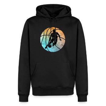 Vintage Basketball Retro Basketballer - Männer Premium Bio Hoodie - Schwarz - Vorne - Nico (187cm)