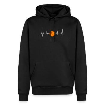 Basketball Herzschlag Basketballer Herzfrequnez - Männer Premium Bio Hoodie - Schwarz - Vorne - Nico (187cm)