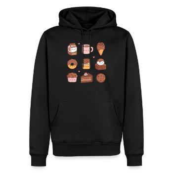 Süße Schokoladen-Food-Kritzeleien - Männer Premium Bio Hoodie - Schwarz - Vorne - Nico (187cm)