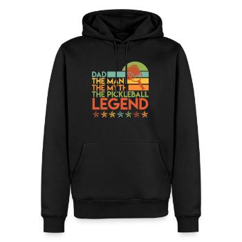 Papa Homme Mythe Pickleball Légende Vieil Homme - Sweat à capuche Premium bio Homme - noir - Devant - Nico (187cm)