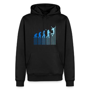 Badmintonspieler Evolution Affe Mensch Entwicklung - Männer Premium Bio Hoodie - Schwarz - Vorne - Nico (187cm)