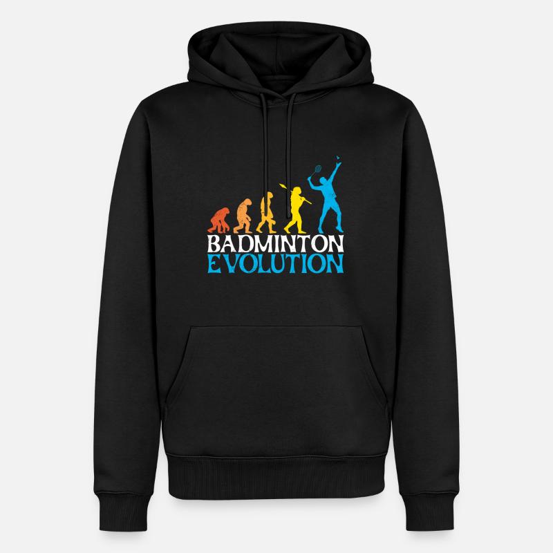 Badminton Evolution Affe Badmintonspieler - Männer Premium Bio Hoodie - Schwarz