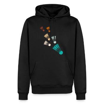 Retro Badminton Federbälle Shuttlecocks - Männer Premium Bio Hoodie - Schwarz - Vorne - Nico (187cm)