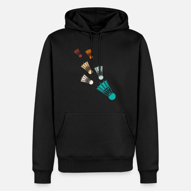 Retro Badminton Federbälle Shuttlecocks - Männer Premium Bio Hoodie - Schwarz