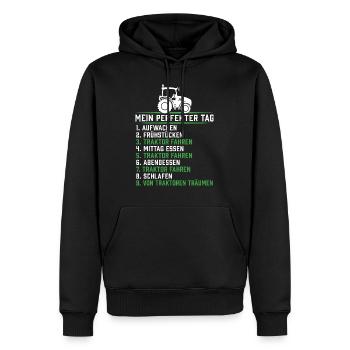 Landwirt traktor mein perfekter tag traktor - Männer Premium Bio Hoodie - Schwarz - Vorne - Nico (187cm)