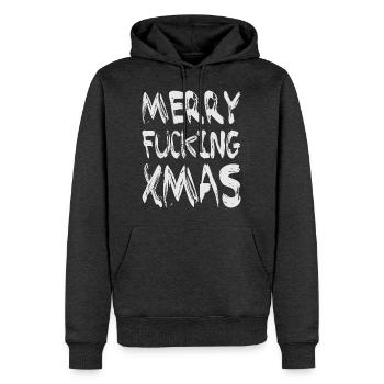 MERRY FUCKING XMAS - Sweat à capuche Premium bio Homme - anthracite chiné - Devant - Thijin (182cm)