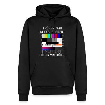 Früher war alles besser TV Testbild Geburtstag - Männer Premium Bio Hoodie - Schwarz - Vorne - Nico (187cm)