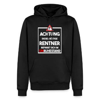Rüstiger Rentner im Unruhestand Geschenk zur Rente - Männer Premium Bio Hoodie - Schwarz - Vorne - Nico (187cm)