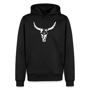 BULL SKULL - Männer Premium Bio Hoodie - Schwarz - Vorne - Nico (187cm)