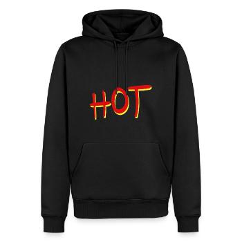 Hot - Männer Premium Bio Hoodie - Schwarz - Vorne - Nico (187cm)
