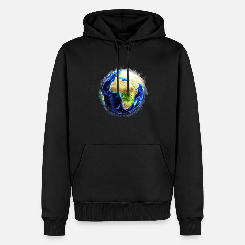 Welt Globus hell glühend - Männer Premium Bio Hoodie - Schwarz