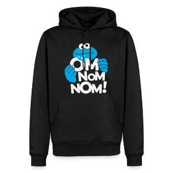 5 Rue Sésame Macaron Nom Nom - Sweat à capuche Premium bio Homme - noir - Devant - Nico (187cm)