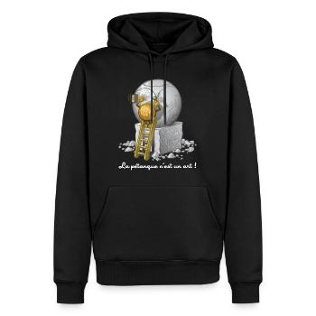 Art et pétanque - Sweat à capuche Premium bio Homme - noir - Devant - Nico (187cm)