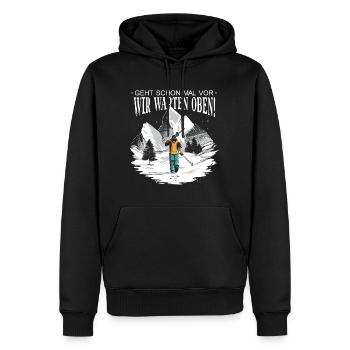 Geht schon mal vor wir warten oben - für Tourenski - Männer Premium Bio Hoodie - Schwarz - Vorne - Nico (187cm)