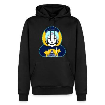 Garçon coloré cool en sweat à capuche aux couleurs des chakras - Sweat à capuche Premium bio Homme - noir - Devant - Nico (187cm)