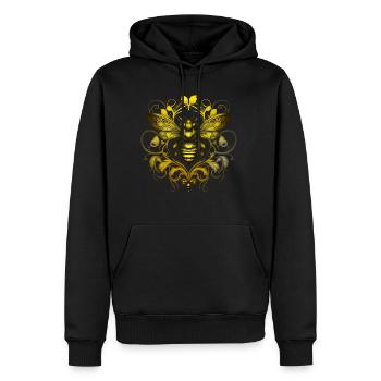 Biene, Hummel, Insekt, floral, Muster, Ornamente - Männer Premium Bio Hoodie - Schwarz - Vorne - Nico (187cm)