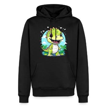 dinosaure mignon, dino, petit T-Rex pour les enfants - Sweat à capuche Premium bio Homme - noir - Devant - Nico (187cm)