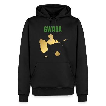 T-shirt GWADA carte dorée Antilles - Sweat à capuche Premium bio Homme - noir - Devant - Nico (187cm)