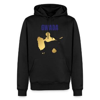 T-shirt GWADA carte dorée Antilles - Sweat à capuche Premium bio Homme - noir - Devant - Nico (187cm)